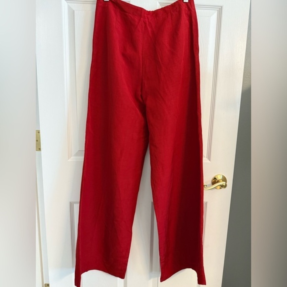 Massimo Dutti Wide Leg Pants in Red